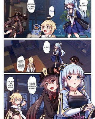 Doujinshi en español de Aether, Ayaka Kamisato, Hu Tao de Genshin Impact