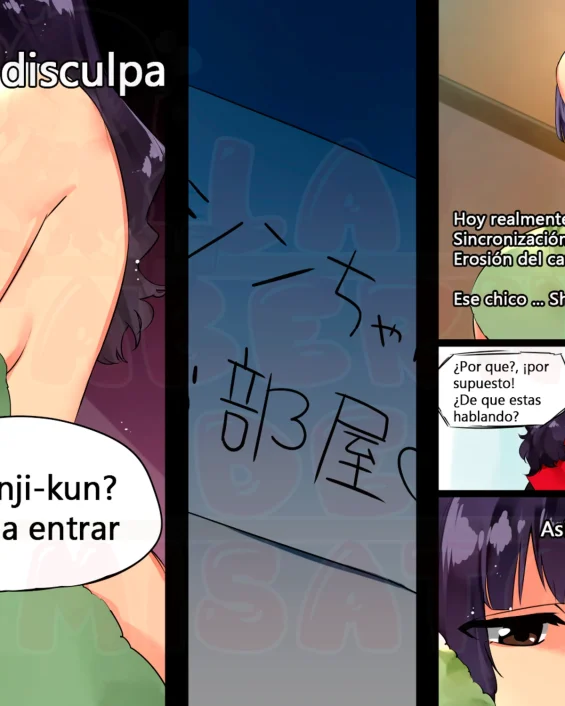 Misato trying to entangle Shinji